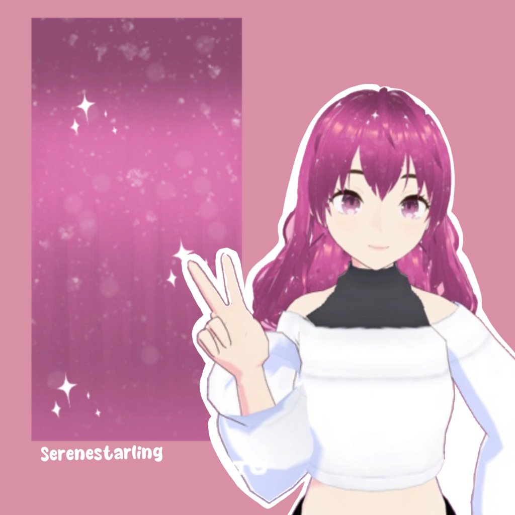 Vroid hair color w/texture: pink with stars 