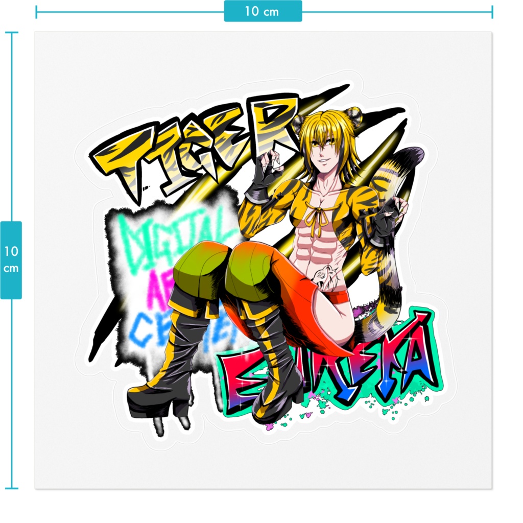 虎男子のクリアステッカー