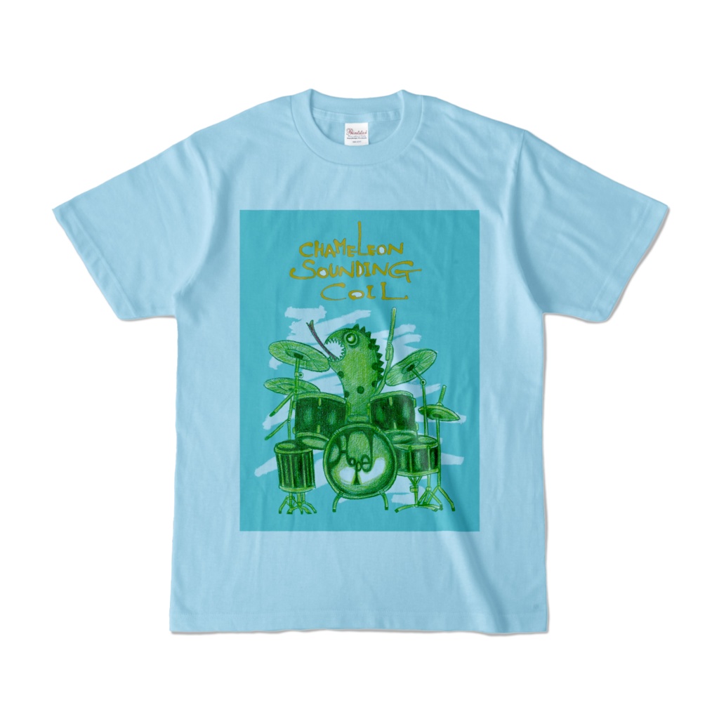 イグアナドラムTシャツ-青