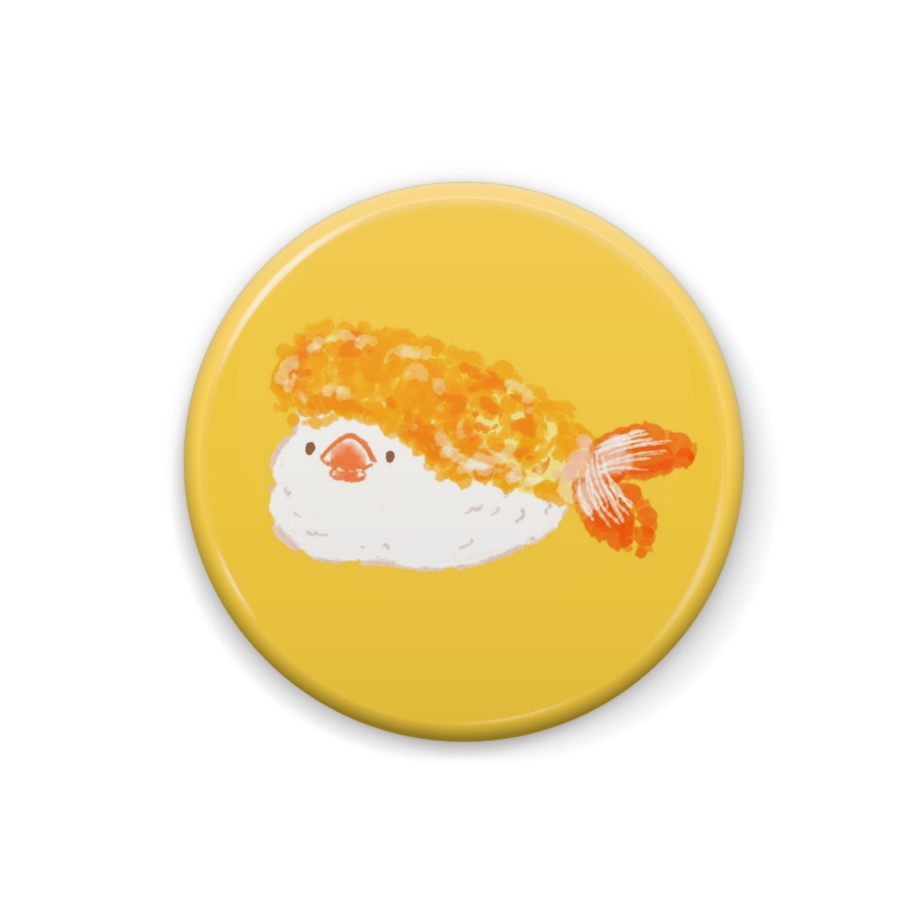 お寿司文鳥【えび天】缶バッジ