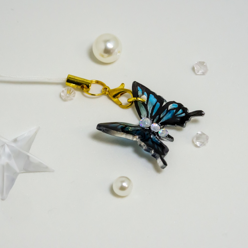 ルリアゲハ蝶々ストラップ