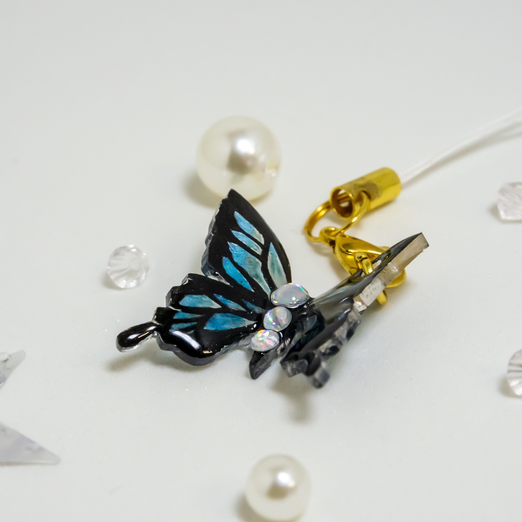 ルリアゲハ蝶々ストラップ