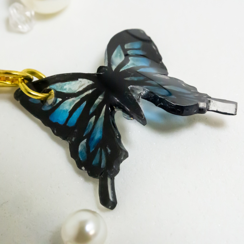 ルリアゲハ蝶々ストラップ