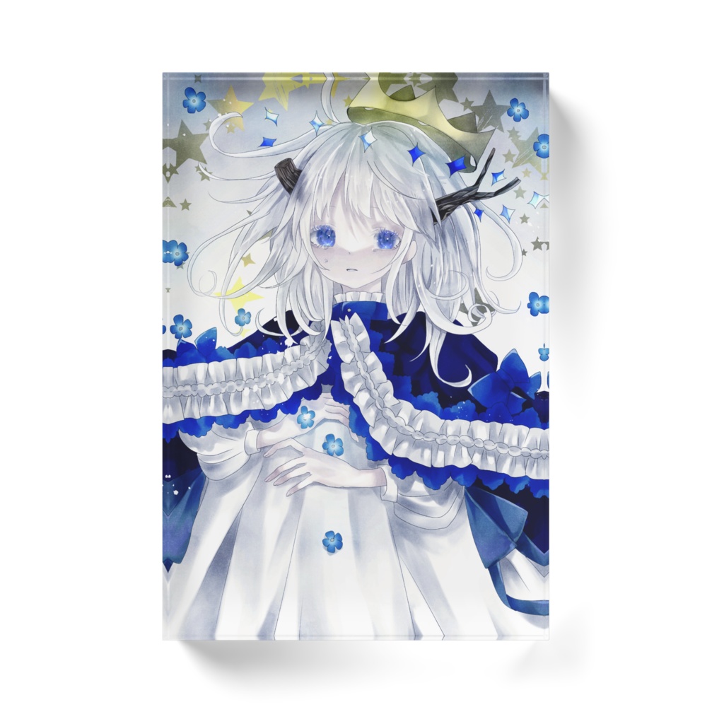 勿忘草と王様のアクリルブロック