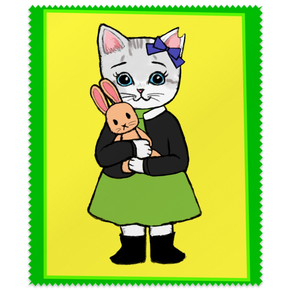 ぬいぐるみを抱く猫