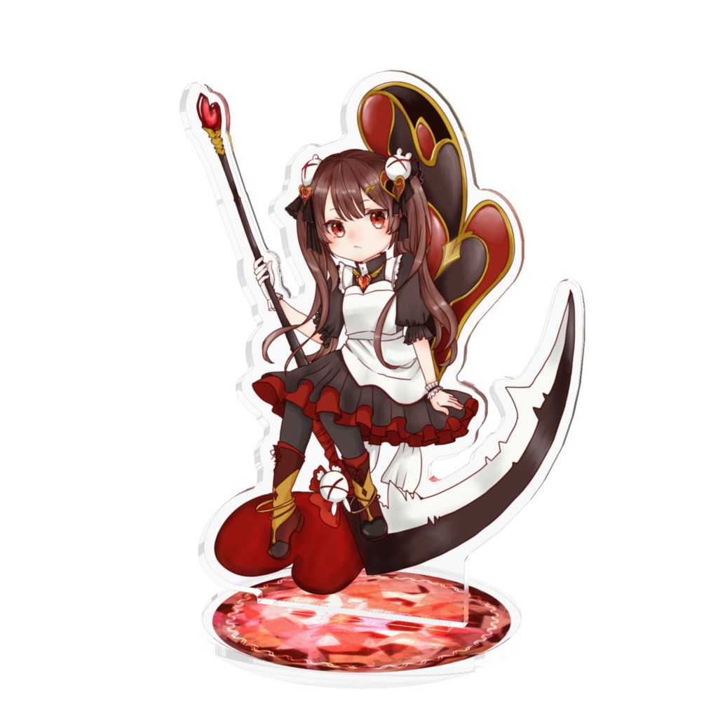 ハートモチーフの女の子のアクリルフィギュア