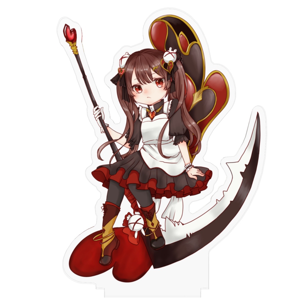 ハートモチーフの女の子のアクリルフィギュア