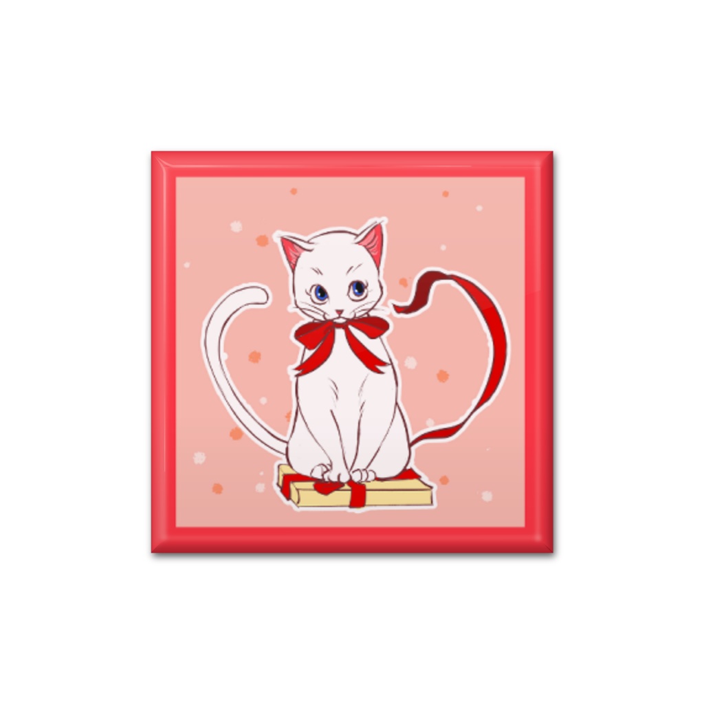 バレンタインチョコと白ネコのバッジ