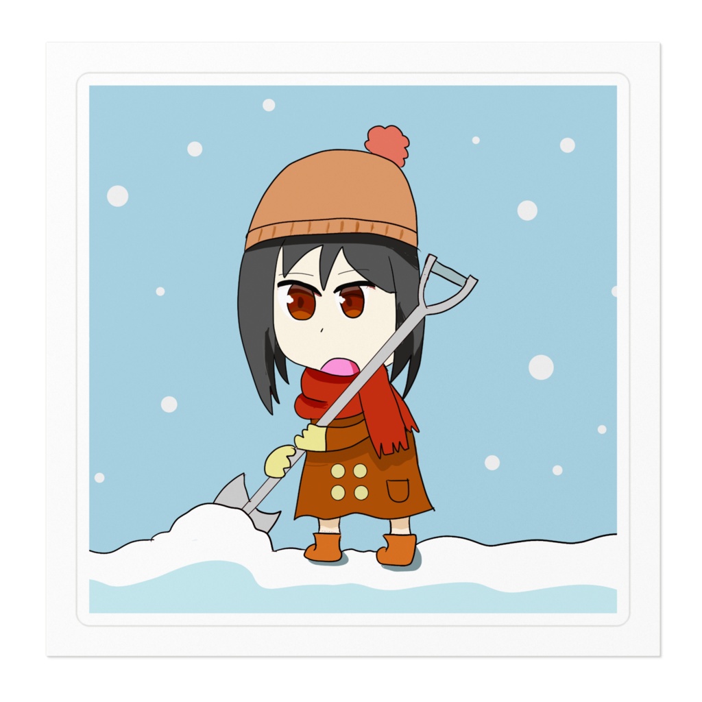 雪かき少女ステッカー