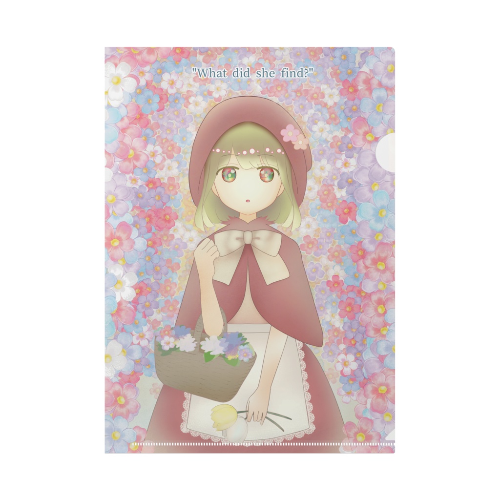 何かを見つけた少女のイラストクリアファイル
