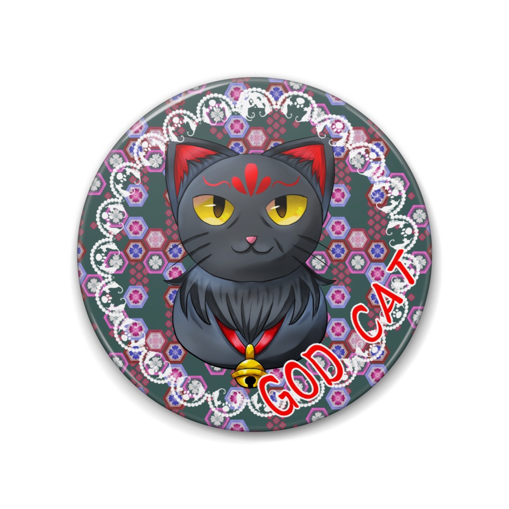 猫神缶バッジ