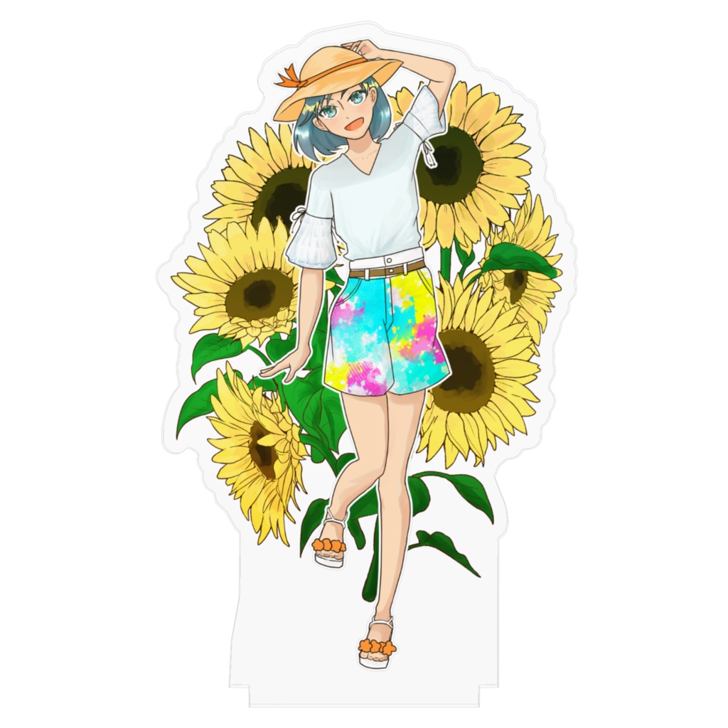 ひまわりに囲まれて