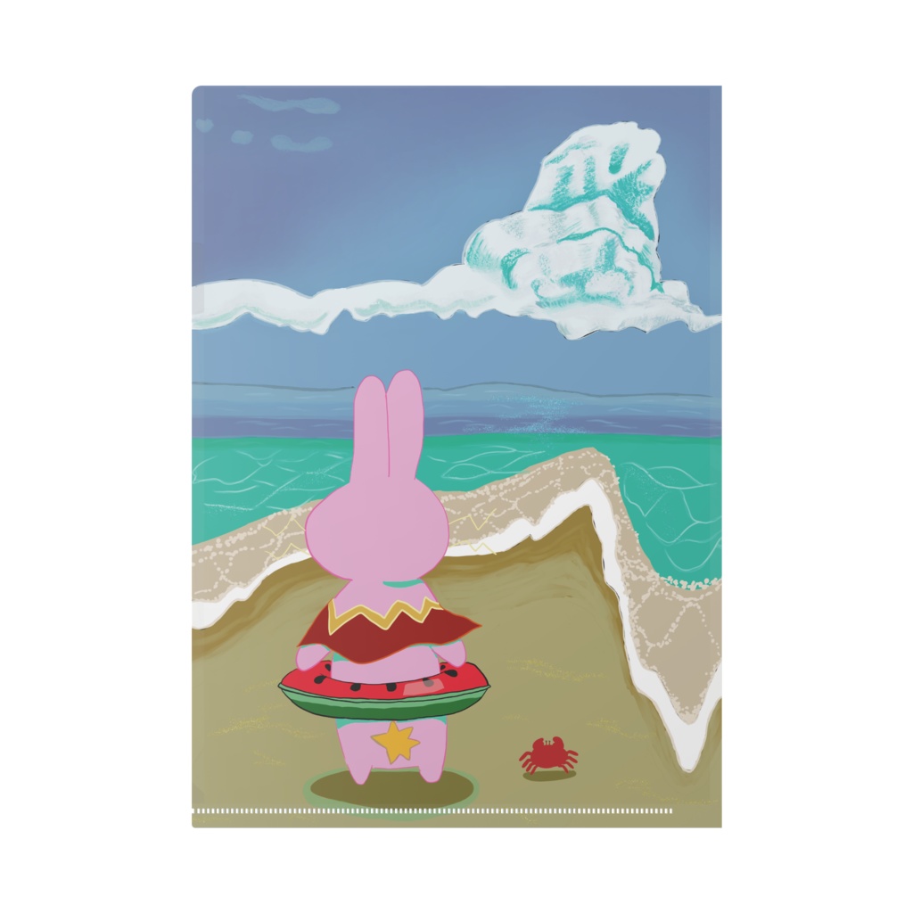 ビーチへ来たうさデン(クリアファイル)