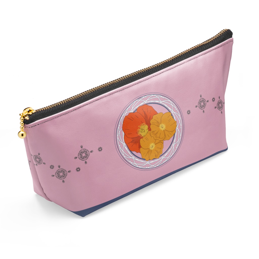 ポピーと少女のレトロポーチ