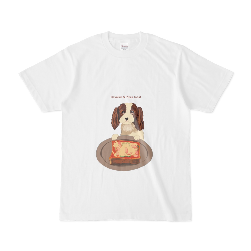 【純喫茶×犬】キャバリア＆ピザトースト（白Tシャツ）