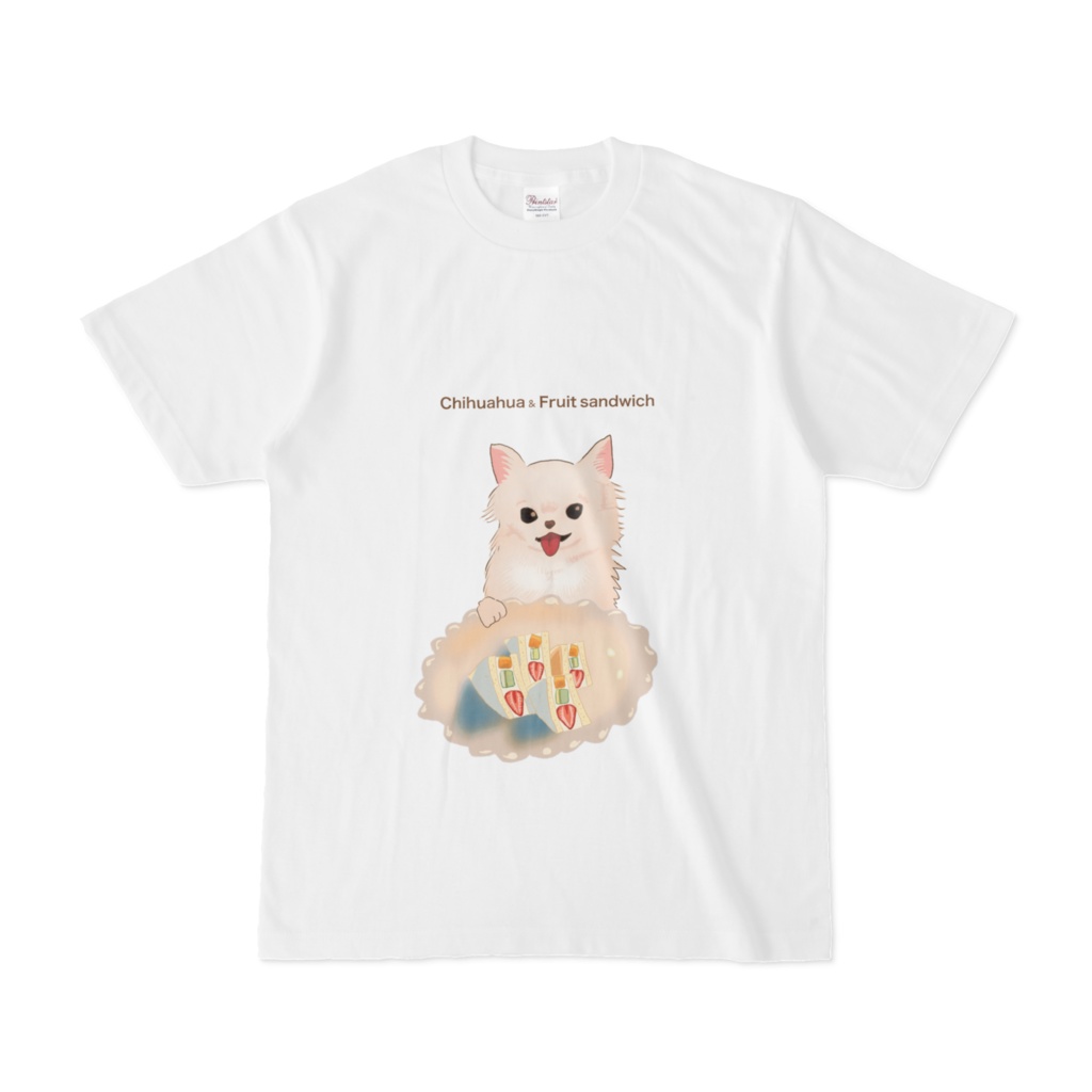 【純喫茶×犬】チワワとフルーツサンド（白Tシャツ）