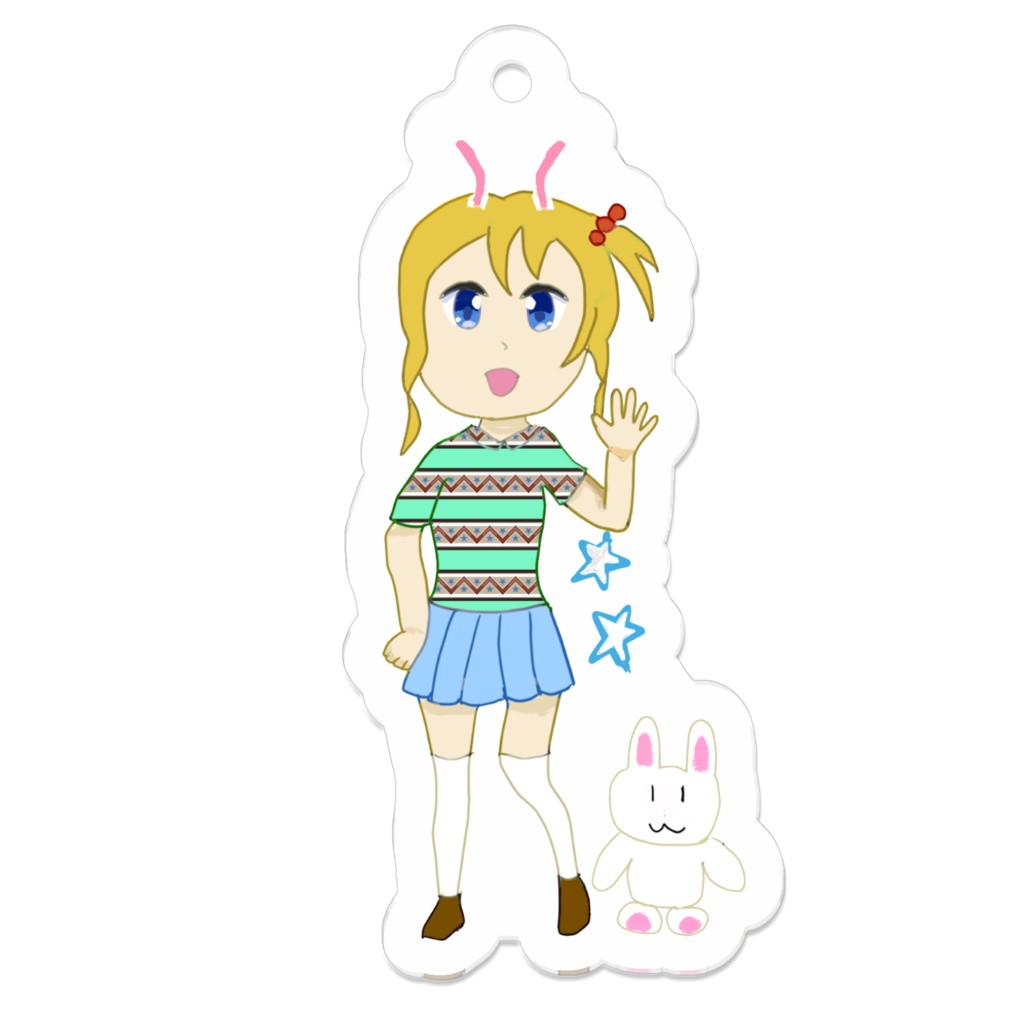 ウサミミ少女とウサギのアクリルキーホルダー