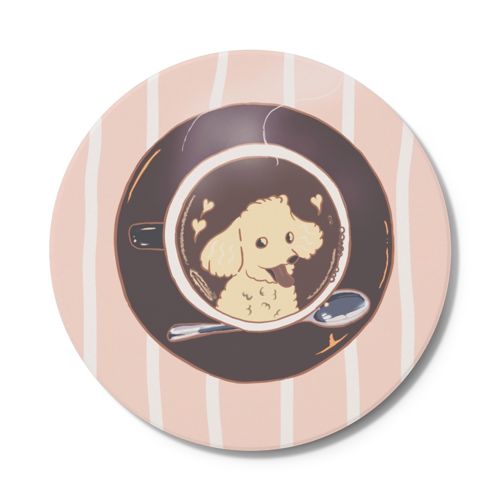 【純喫茶×犬】コーヒーとトイプードル（コースター円形）