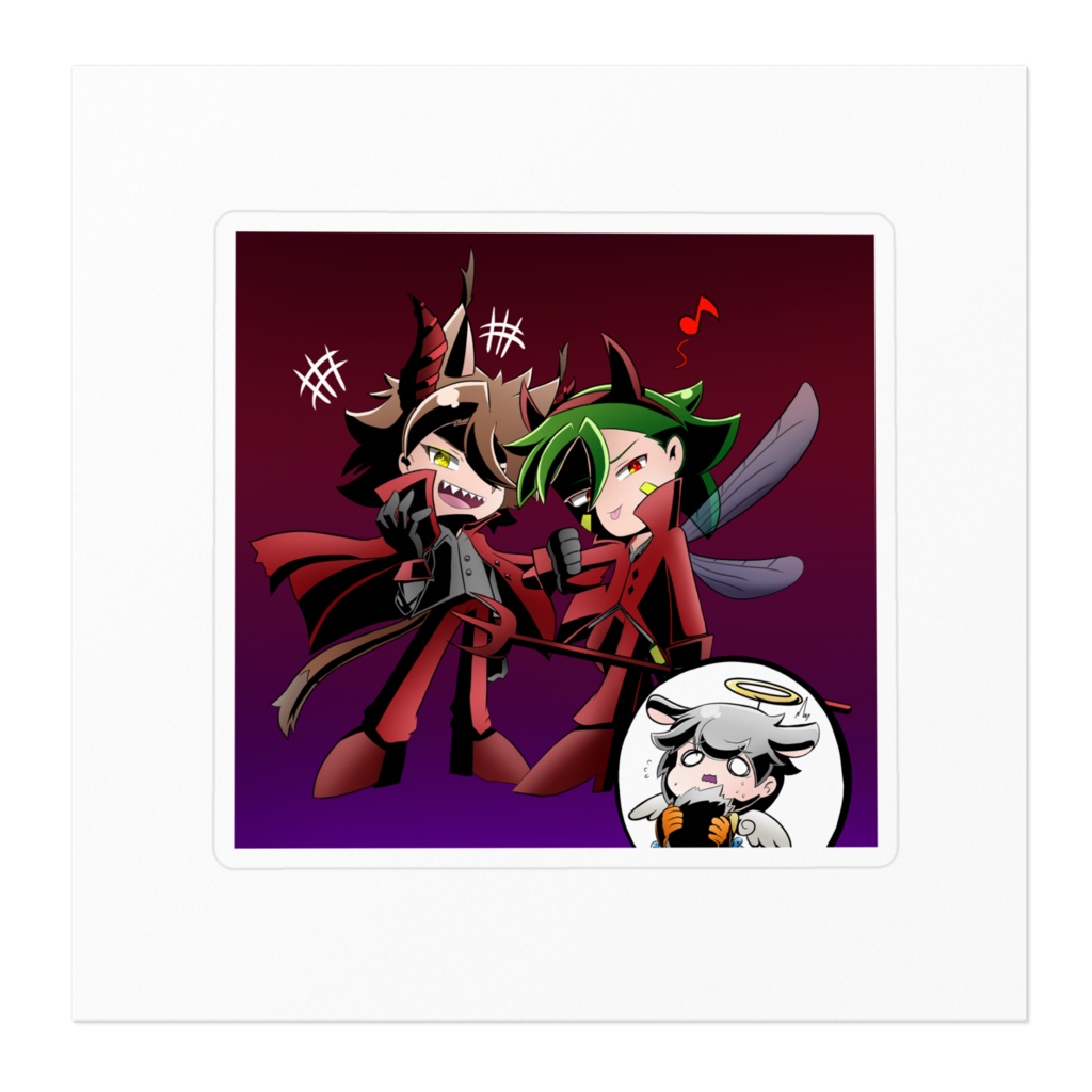 悪魔と天使ハロウィンステッカー