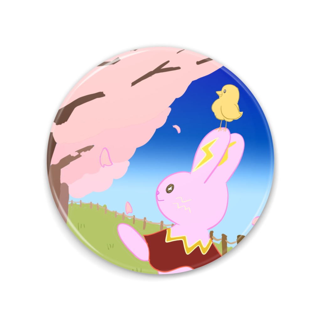 うさデンとひよこと桜(缶ミラー)