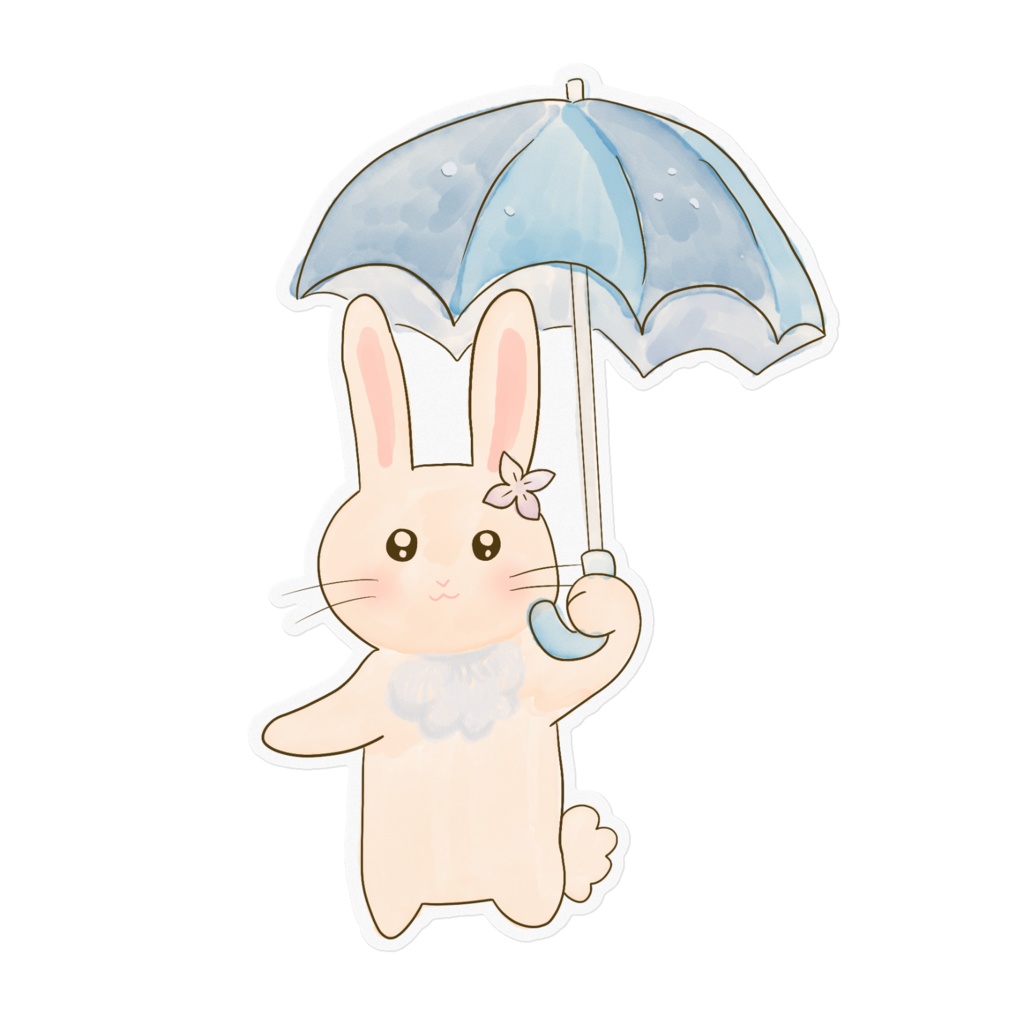 梅雨のうさぎさん（クリアステッカー）