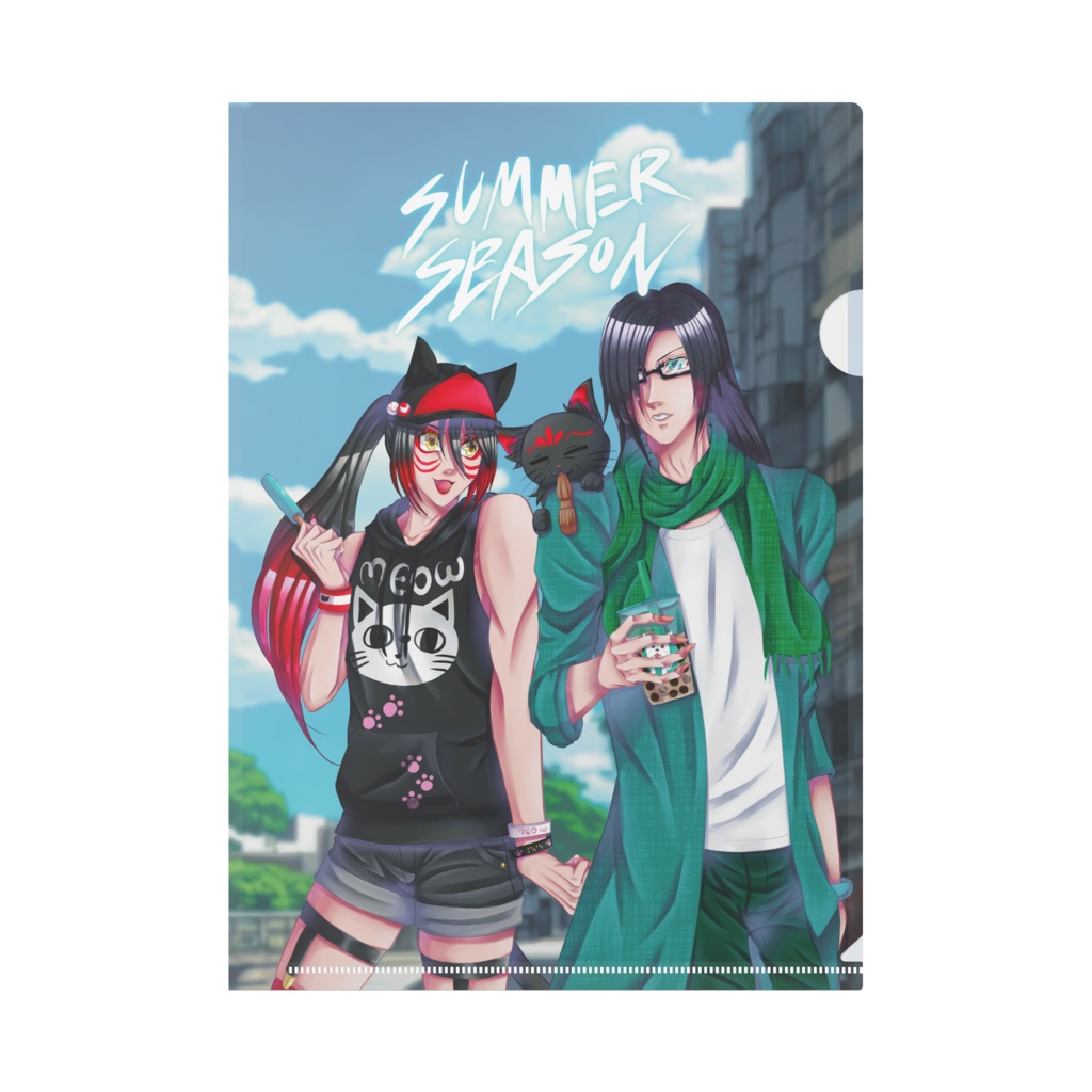 彩華紫樹＆子子子猫斗夏服A4クリアファイル