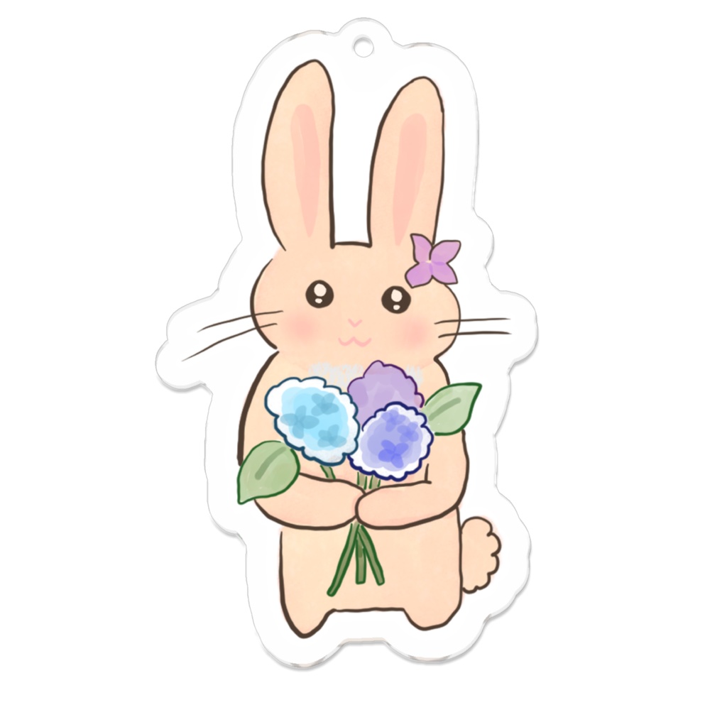 うさぎさんと紫陽花（アクリルキーホルダー）