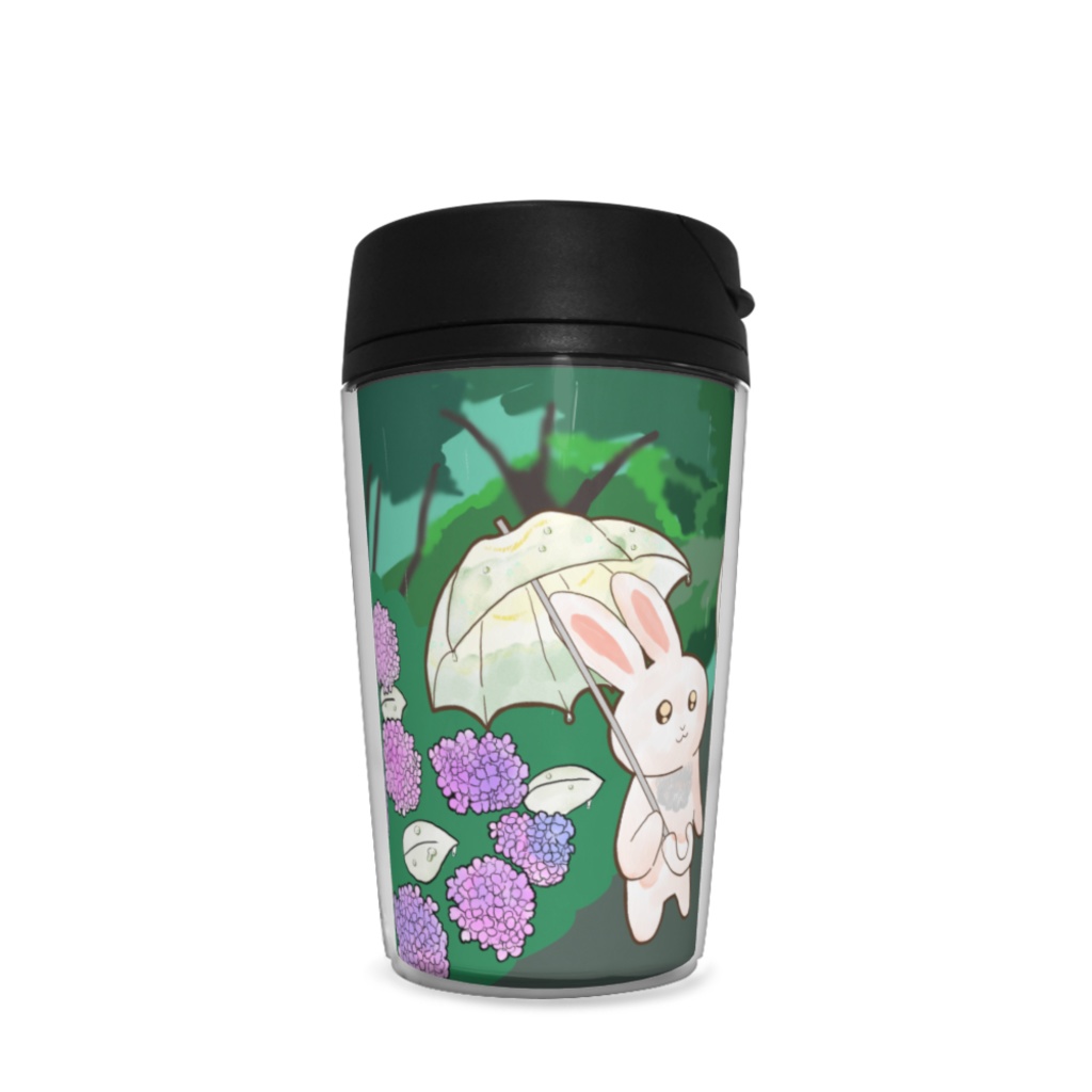 仲良しなうさぎとくま梅雨ver.(タンブラー)