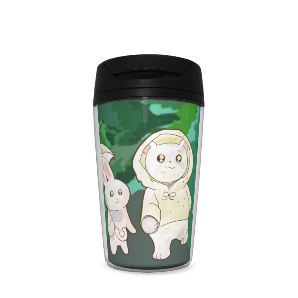 仲良しなうさぎとくま梅雨ver.(タンブラー)