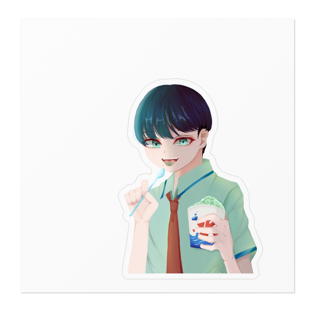 かき氷を食べる少年