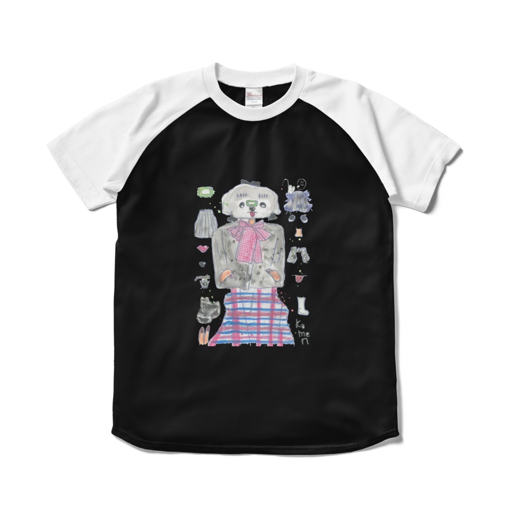 かめんちゃん！（わんこシーズー）ラグランTシャツ