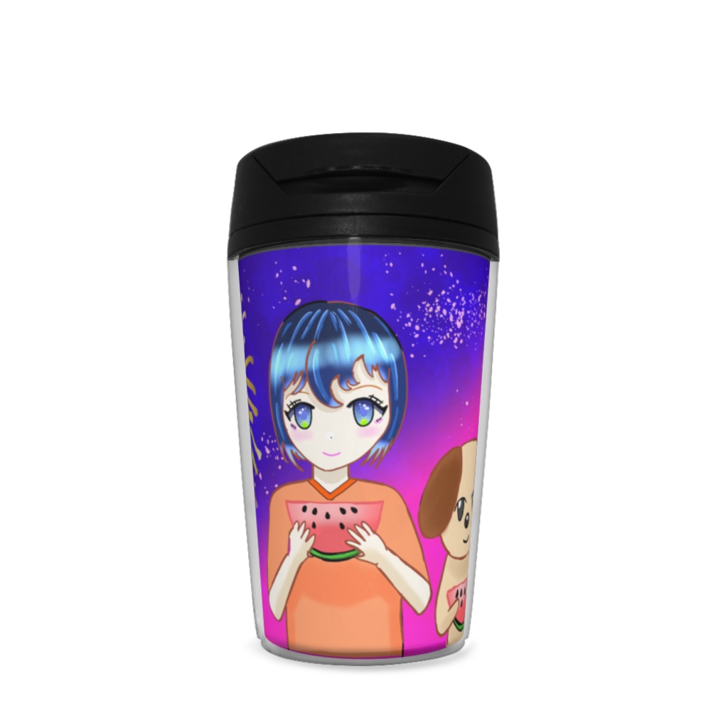 花火と犬と女の子