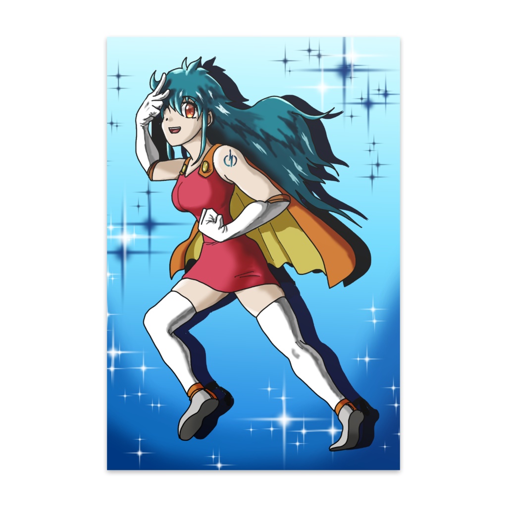 女性ヒーローのポストカード