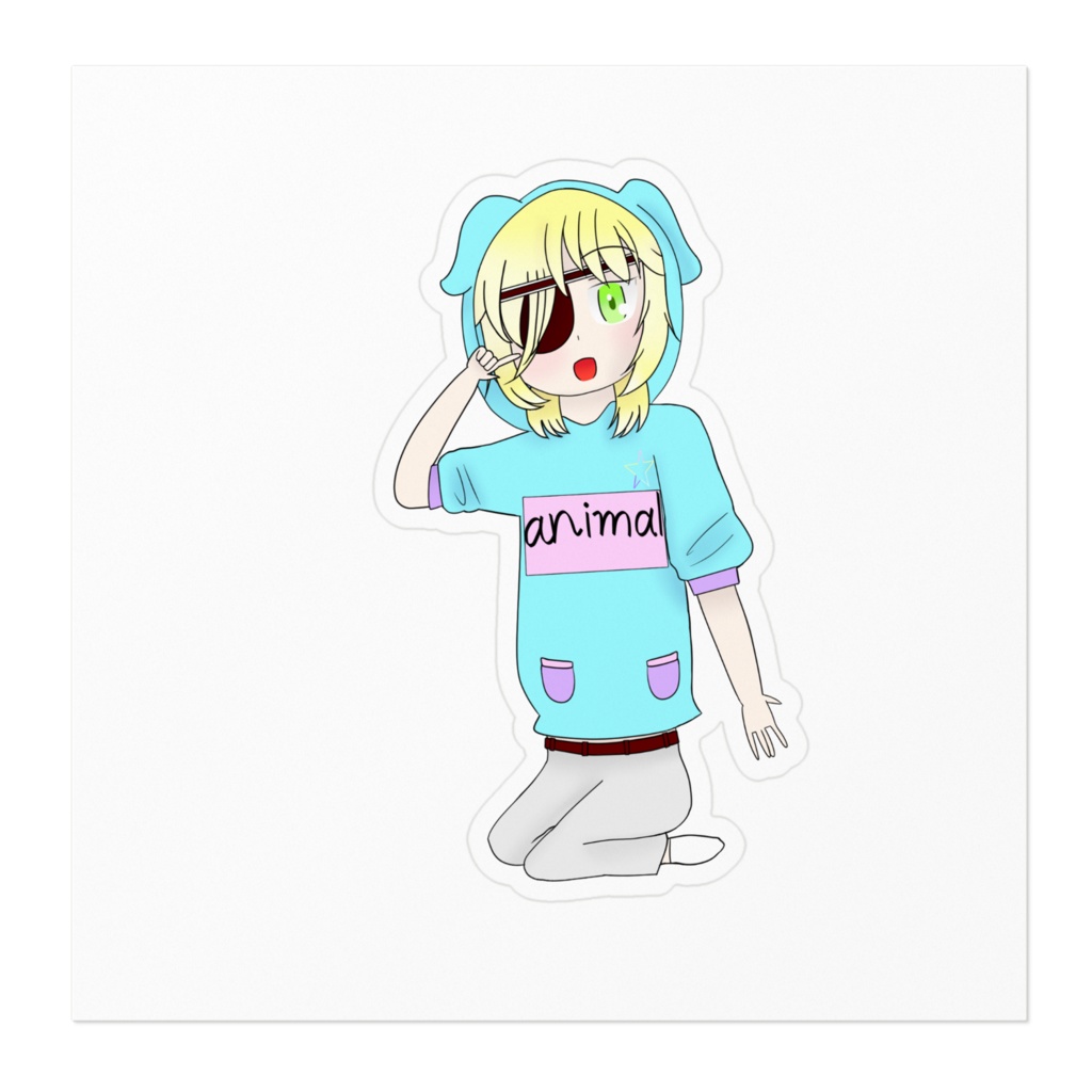 動物のパーカーと輝のステッカー