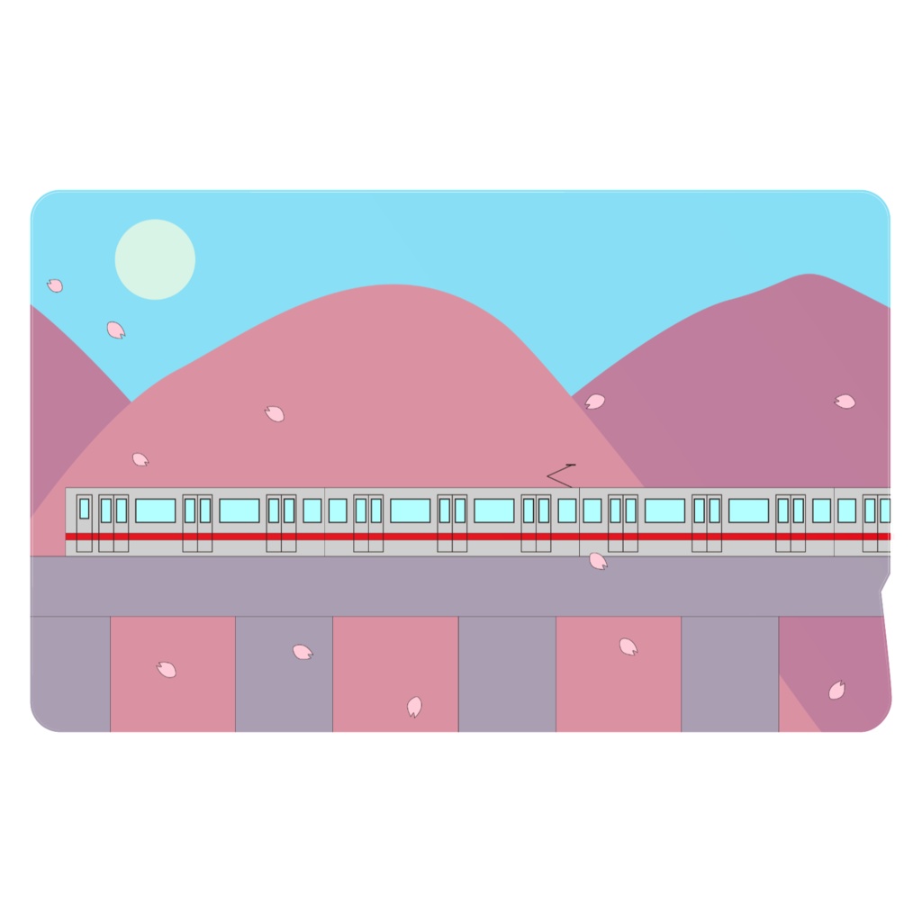 春に染まる電車 ICカードステッカー