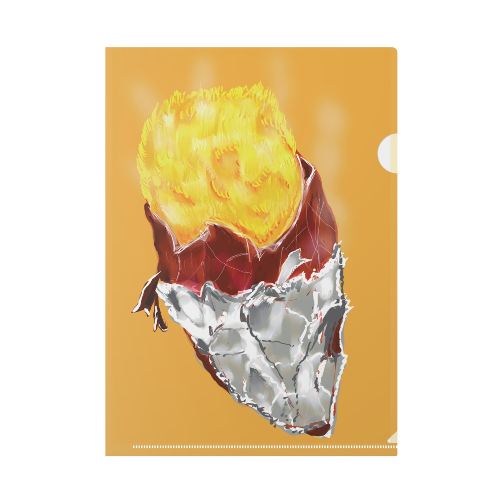 クリアファイル表面焼き芋イラスト・クリアファイル裏面栗イラスト