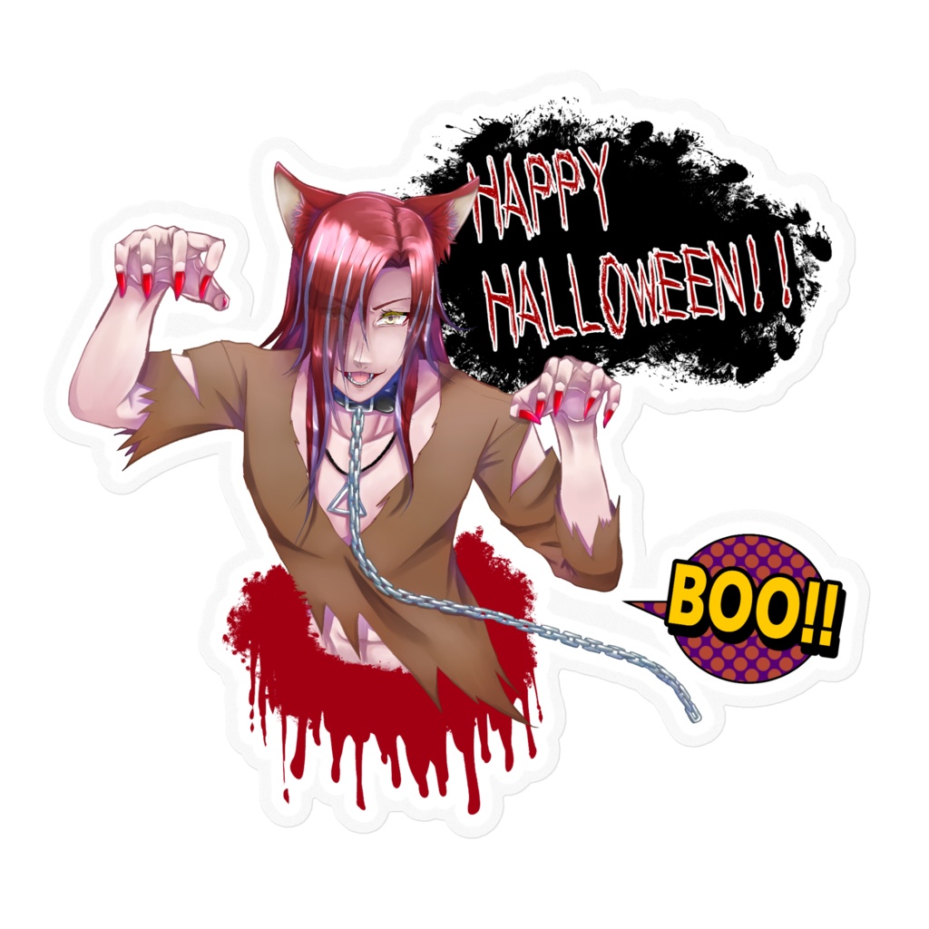 カヌレ・レッドウルフハロウィンステッカー