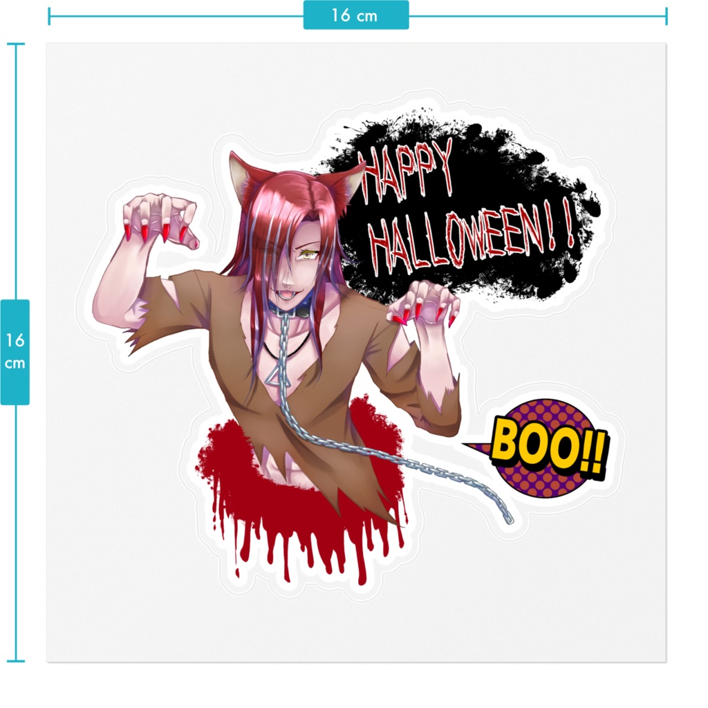 カヌレ・レッドウルフハロウィンステッカー