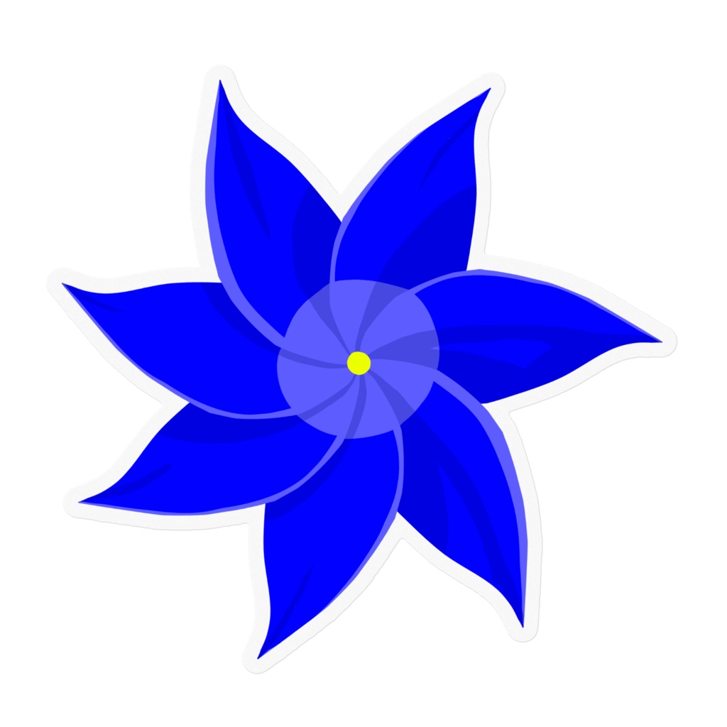 青色の花ステッカー