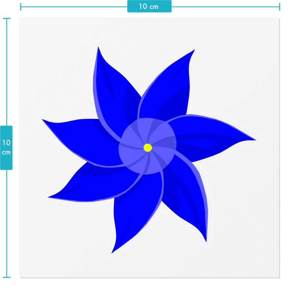 青色の花ステッカー