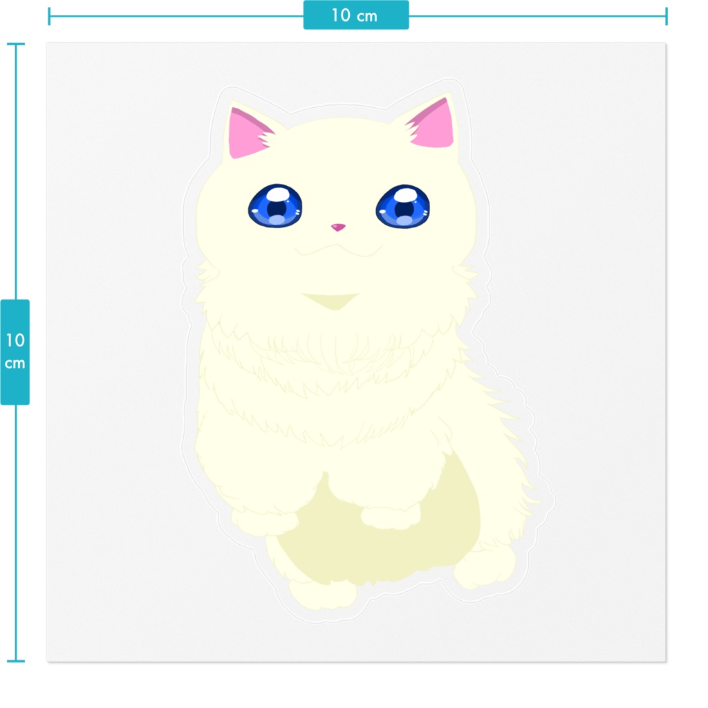 白い猫のステッカー