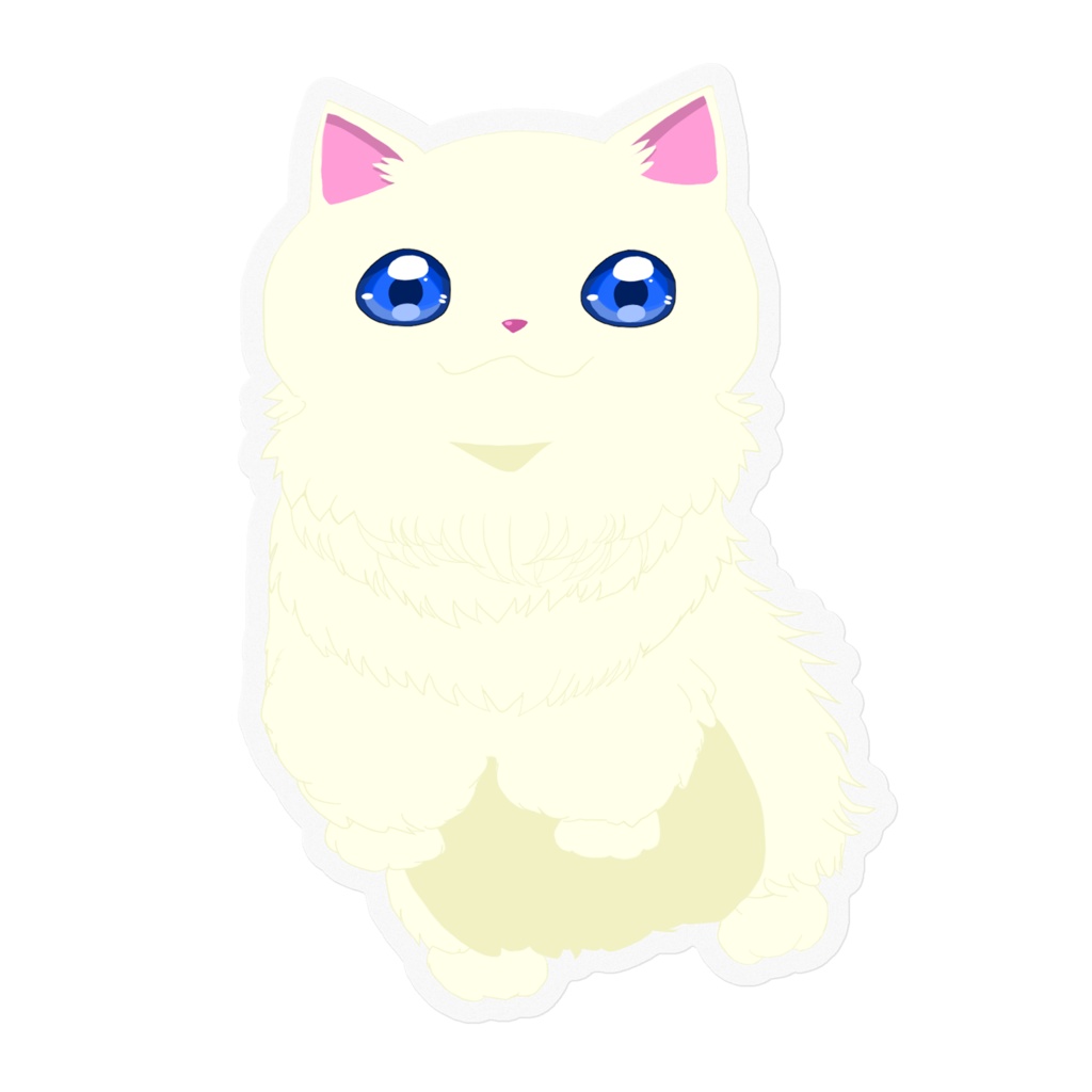 白い猫のステッカー