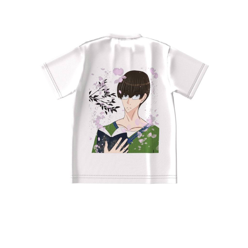 桜で読書している男性