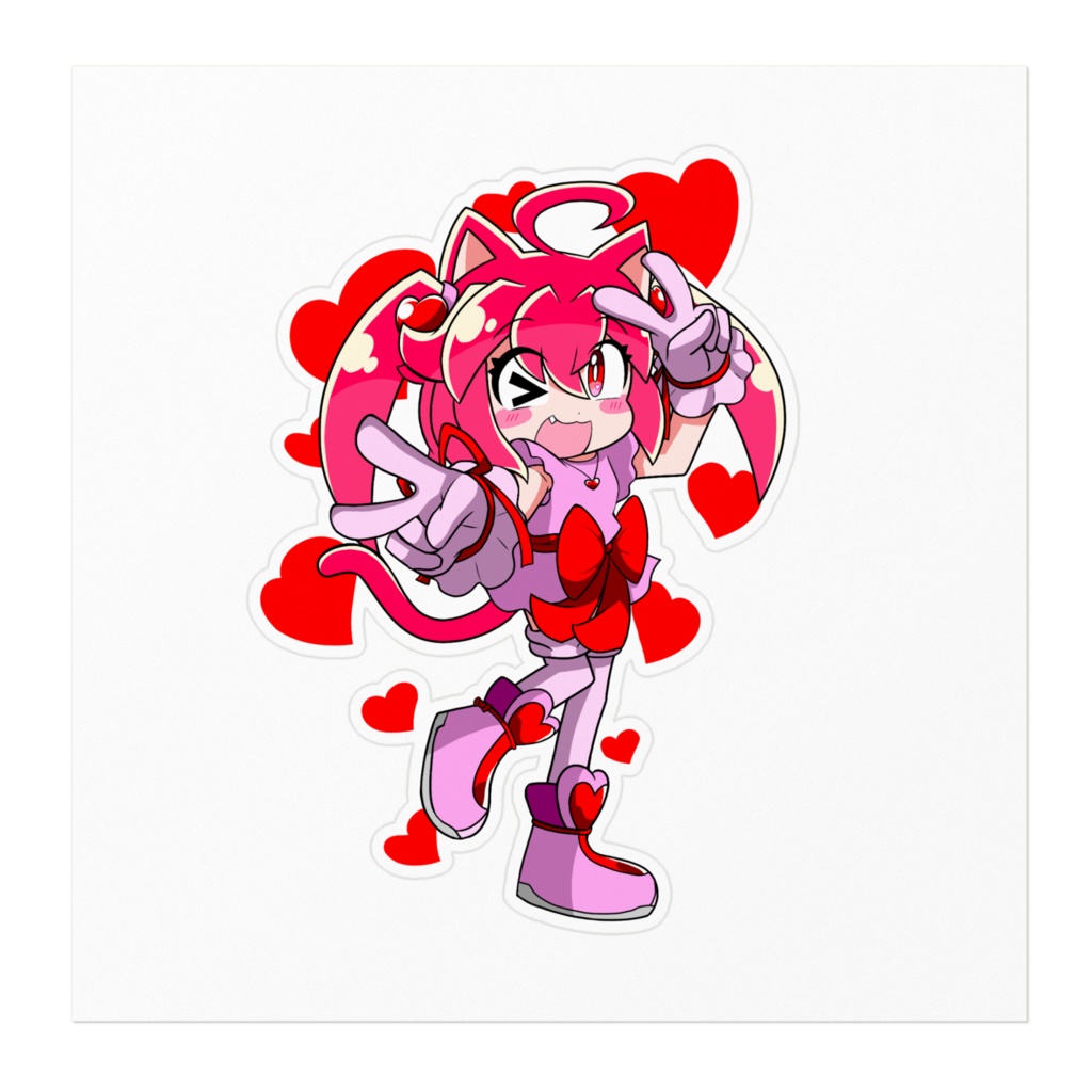 猫3人組カートゥーン風ステッカー