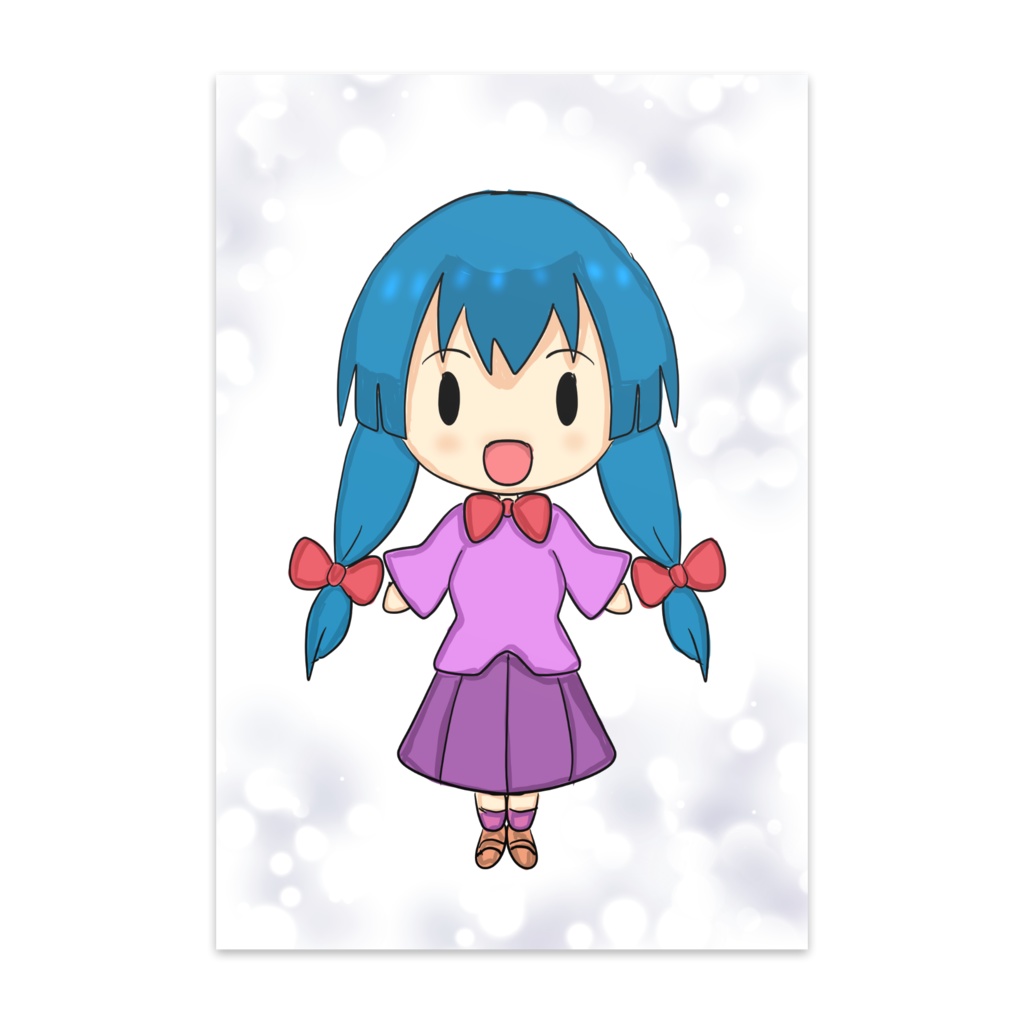 青髪ツインテールの女の子ポストカード