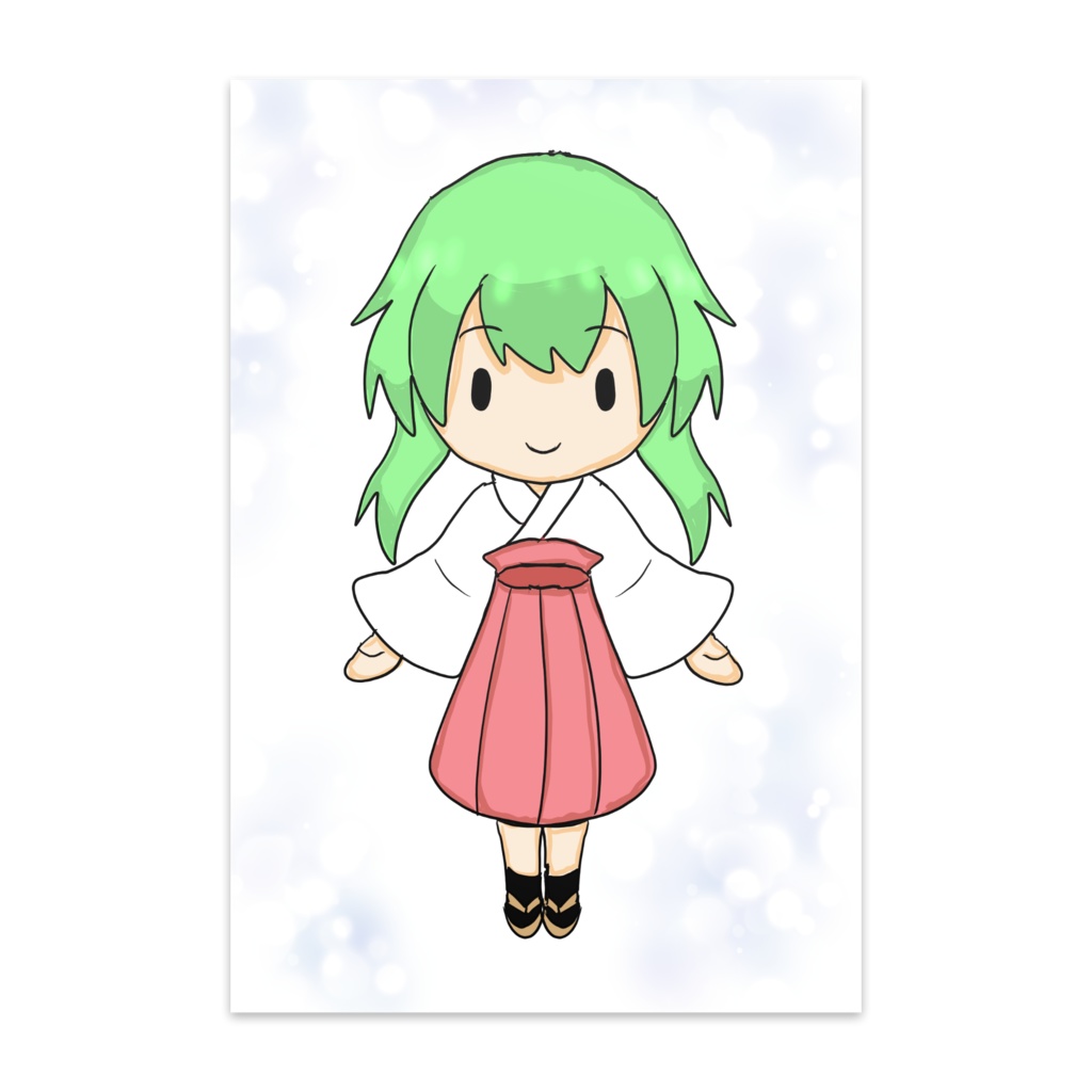 巫女風女の子のポストカード