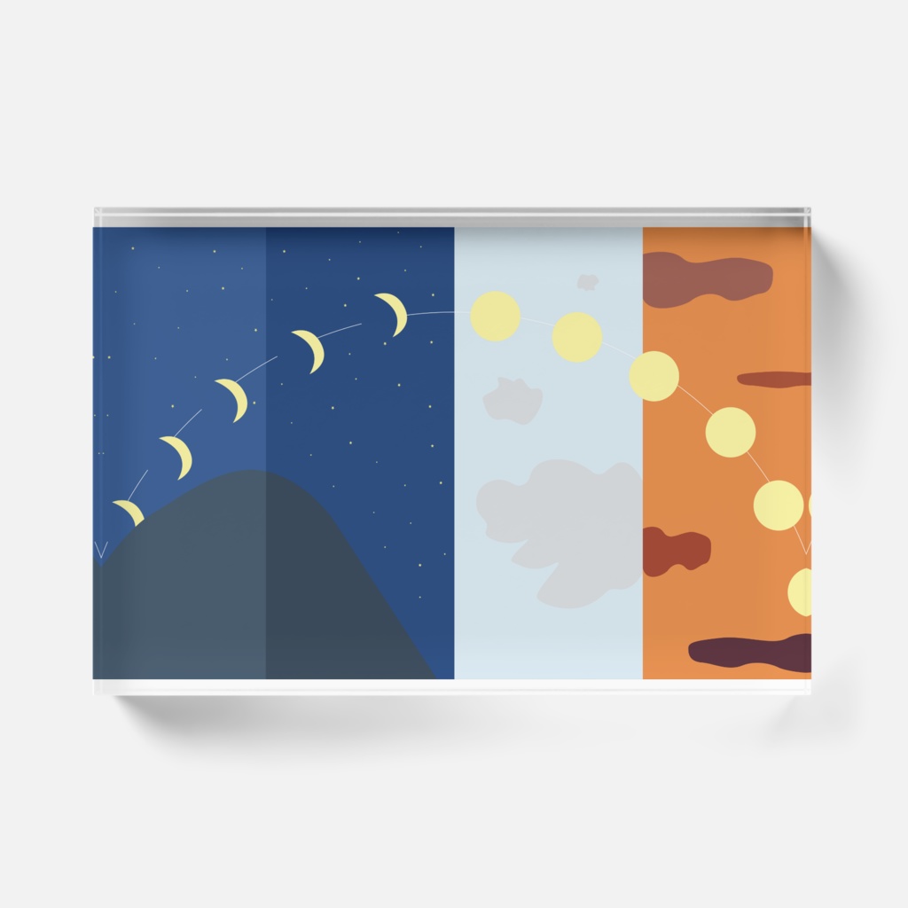 月と太陽の一日アクリルブロック