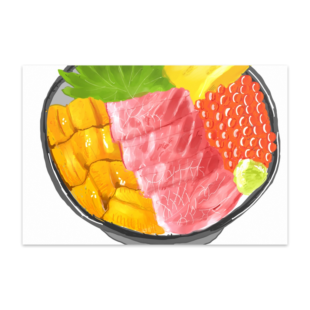 ポストカード海鮮丼イラスト