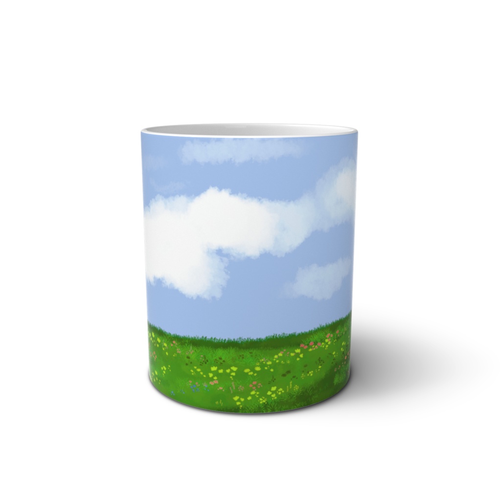 お花チラつかせ野原のマグカップ