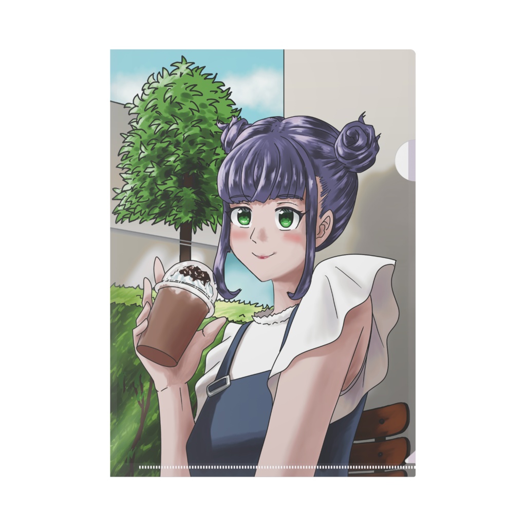 お団子ヘアの女の子のクリアファイル